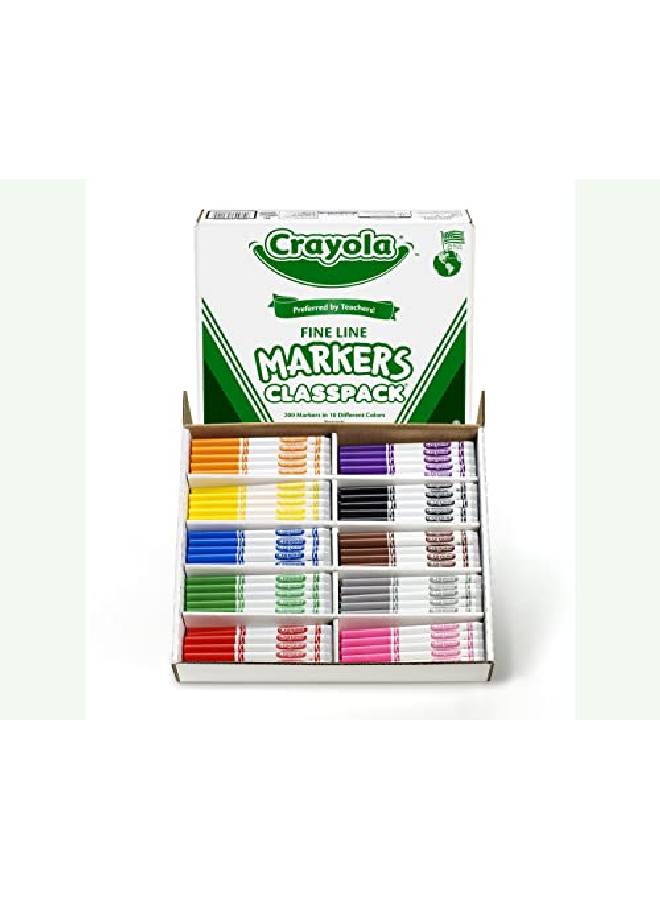 Crayola Fine Line Markers Back To School Supplies Classpack 10 Assorted Colors 200 Count - Image 2