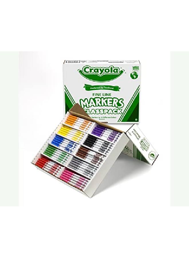 Crayola Fine Line Markers Back To School Supplies Classpack 10 Assorted Colors 200 Count - Image 3