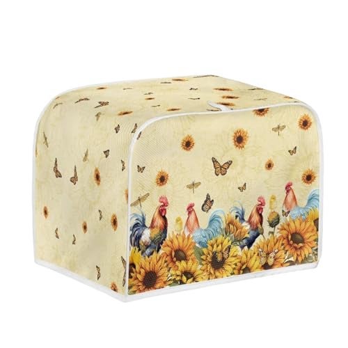 Talayituse Rooster Chicken Print 2 Slice Toaster Cover Dust Protection Sunflower Butterfly Dragonfly Bread Maker Cover Toaster Oven Cloth Cover Kitchen Accessories Washable Appliance Cover with Handle - Image 3