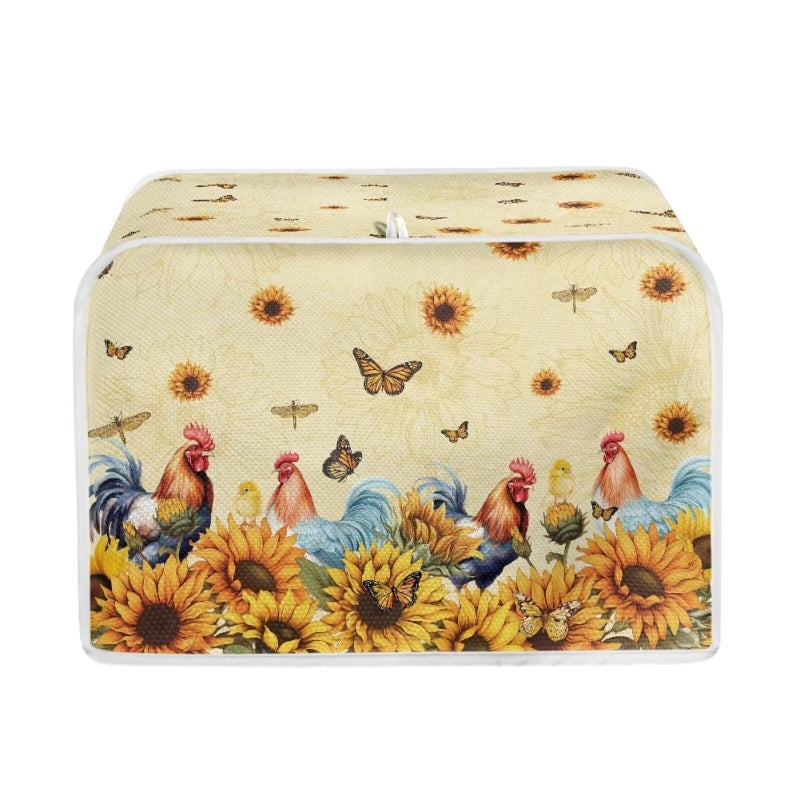 Talayituse Rooster Chicken Print 2 Slice Toaster Cover Dust Protection Sunflower Butterfly Dragonfly Bread Maker Cover Toaster Oven Cloth Cover Kitchen Accessories Washable Appliance Cover with Handle - Image 2