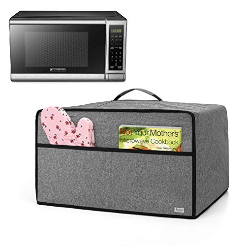 Luxja Dust Cover for Microwave Oven (Fits Most 0.7 Cu.Ft Microwaves), Microwave Oven Cloth Cover with Front Pocket, Gray - Image 1