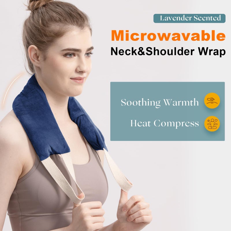 uncn Heating Pad for Neck Shoulders and Back Microwavable Lavender Scented, Washable Cover, 1.5 lbs Microwave Warm Wrap - Image 2