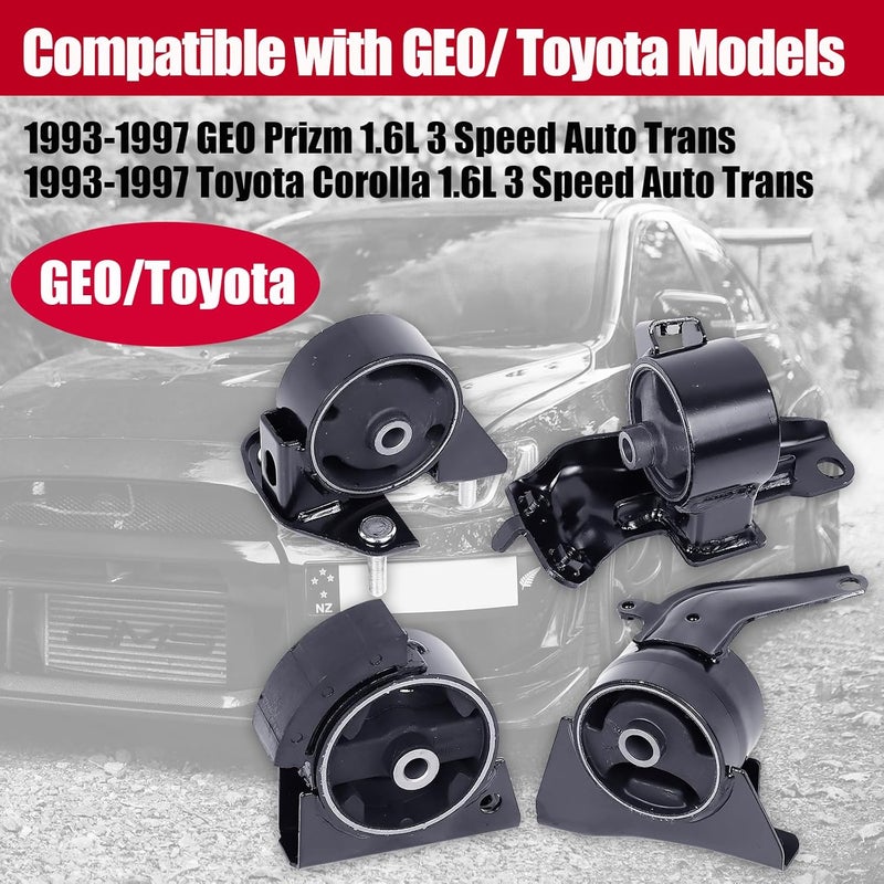 GEUMRI Engine Motor Mount Set for 1993-1997 Geo Toyota Corolla Prizm 1.6L DOHC - Image 2