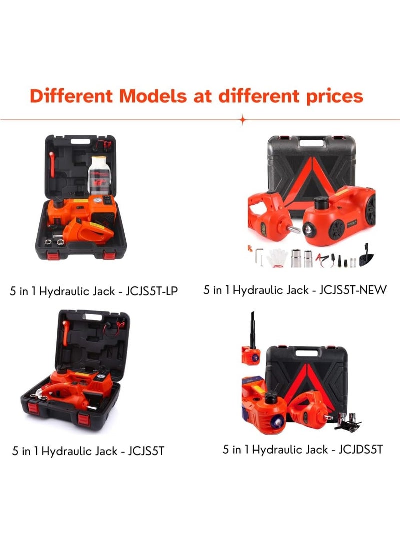 Electric Hydraulic Car Jack 12V 5-in-1 - Multifunction Car Lifter with Tire Inflator, Impact Wrench & LED Light - Image 2