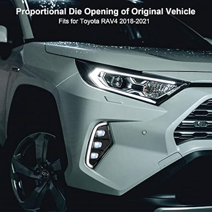 LANDSIN Led Daytime Running Lights Fit For Toyota Rav4 2019 2020 2021 2022 2023 Drl Fog Lights Kit Rav4 Fog Lights Assembly Replace Amber Turn Signal Lamps 3 Eyes Rav4 Drl Daylights With Bezel 2Pieces - Image 2