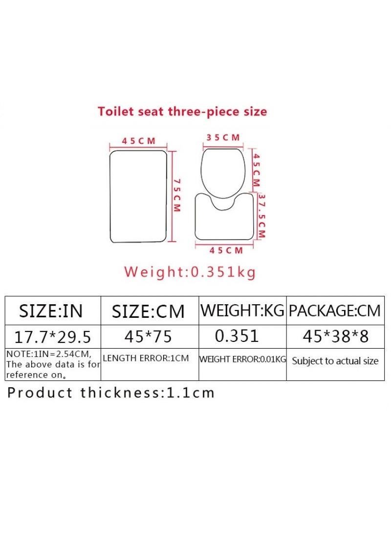 Bluejw 4PCS Printed Shower Curtain Set Polyester Material Marble Pattern Thickened Shower Curtain Set Includes Floor Mat Toilet Seat Cover Anti-skid Pad At The Bottom Of Toilet Ring And Shower C - Image 3