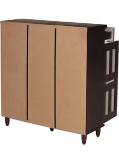 AL WADI FURNITURE AWF AL WADI FURNITURE Engineered Wood Spacious Three Door 16-Pair Shoe Cabinet with Top Drawer Dark Brown/White - 113H X 98W X 39D cm  - Image 5