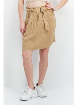 promod Women Solid Mini Skirt, Tan  - Image 1