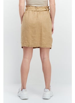 promod Women Solid Mini Skirt, Tan  - Image 4