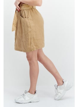 promod Women Solid Mini Skirt, Tan  - Image 2