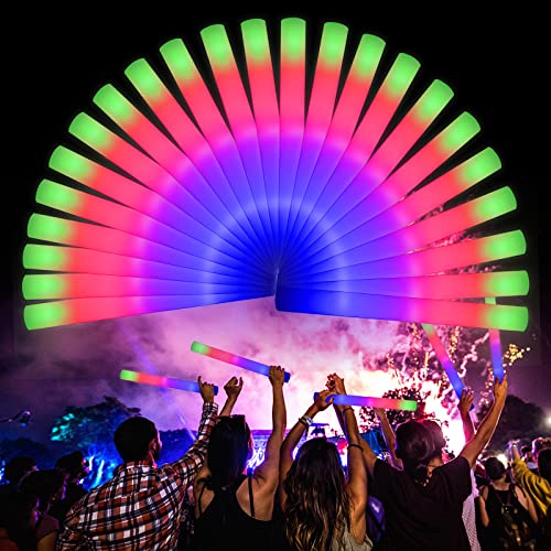 LifBetter 58Pcs Foam Glow Sticks BulkLed Glow Sticks with 3 Modes Colorful FlashingLong Life Battery Glow In The Dark Party Supplies for WeddingsPartiesFestivalsSporting Events - Image 1