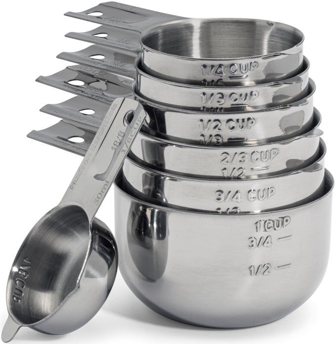 STAINLESS STEEL MEASURING CUPS SET STACKABLE SET WITH SPOUT
