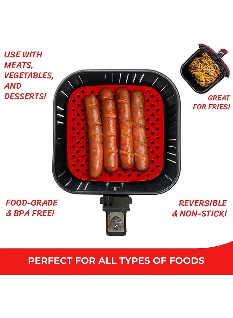 Zikra Air Fryer Liners, Original Reusable Air Fryer Liners – 8.5-Inch Square, Food-Grade | Air Fryer Accessories, BPA Free (2 Piece) - Image 2