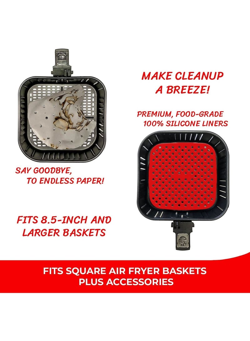 Zikra Air Fryer Liners, Original Reusable Air Fryer Liners – 8.5-Inch Square, Food-Grade | Air Fryer Accessories, BPA Free (2 Piece) - Image 3