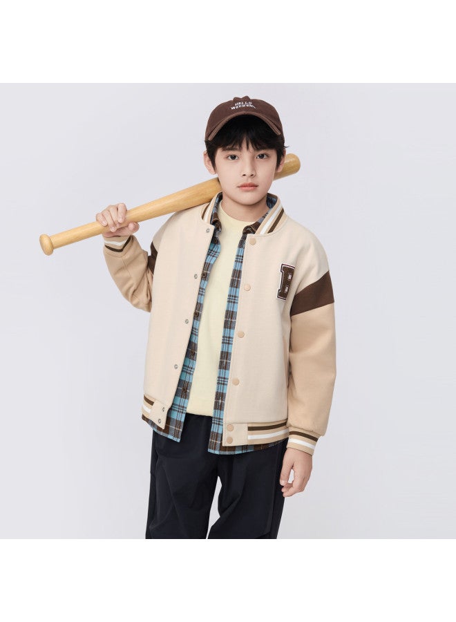 Balabala Preppy Style Baseball Jacket For Boys And Girls, Children's Long-sleeve Casual Outerwear, Kids' Sportswear For Spring/autumn - Image 3