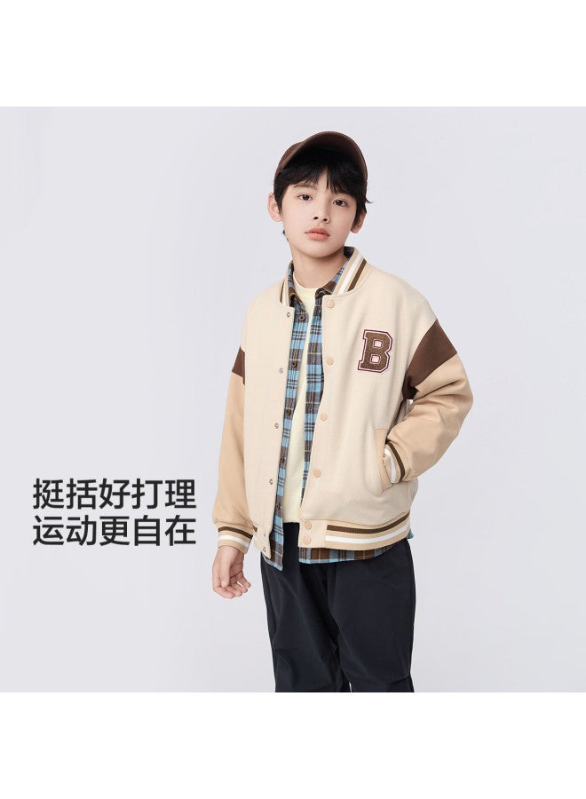 Balabala Preppy Style Baseball Jacket For Boys And Girls, Children's Long-sleeve Casual Outerwear, Kids' Sportswear For Spring/autumn - Image 2