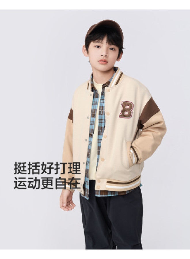 Balabala Preppy Style Baseball Jacket For Boys And Girls, Children's Long-sleeve Casual Outerwear, Kids' Sportswear For Spring/autumn - Image 1