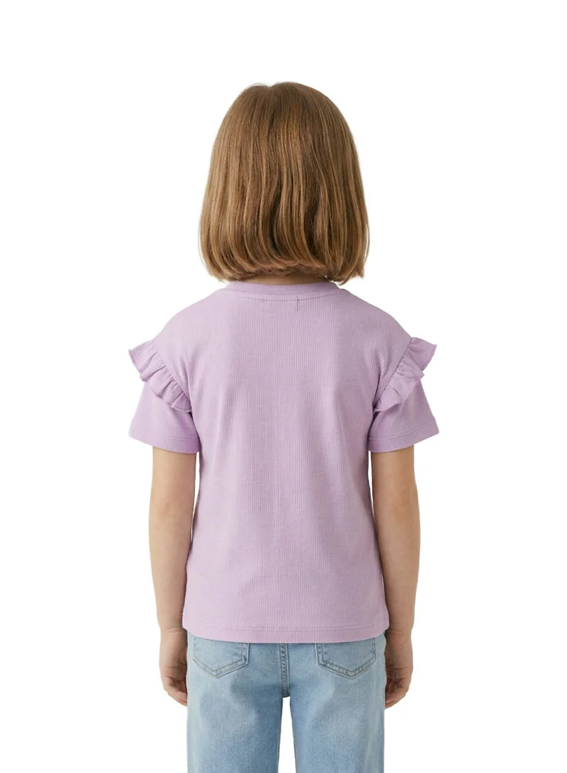 Trucare  Toddler Girls Smurfs Flower Graphic Ruffle Sleeve T-Shirt for Kids | Best Price UAE