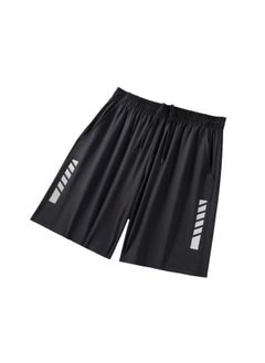 Generic Body Swimsuit Men's Swimming Trunks Long Summer Quick-drying Sunscreen Long Sleeve Trousers Split Hot Spring Beach Surfing Snorkeling Factory-Color:❥☆#∝〃★Cx237 Reflective Black Shorts☆❥-Size:❥☆L 【 60-70kg 】☆❥  - Image 1