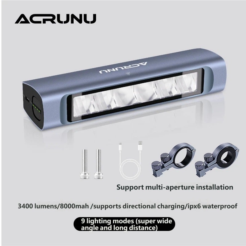 ACRUNU High-Lumen Anti-Glare LED Bike Headlight – Aluminum Alloy Light for Night Riding and Road Cycling - Image 1