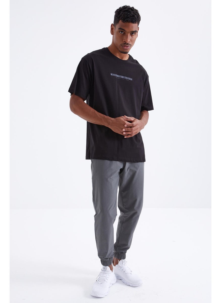 Tommy Life Black Back Printed O Neck Men's Oversize T-Shirt - 88100  - Image 2