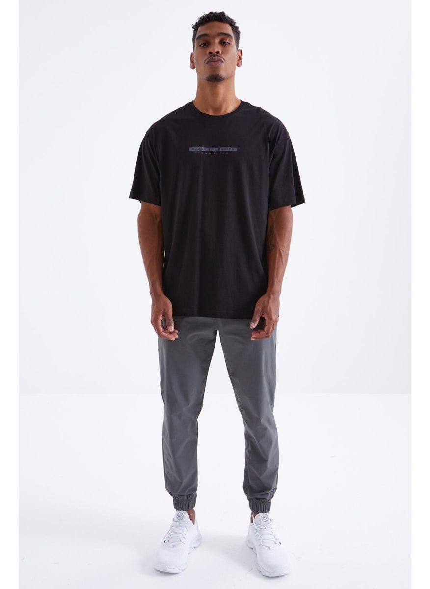 Tommy Life Black Back Printed O Neck Men's Oversize T-Shirt - 88100  - Image 4