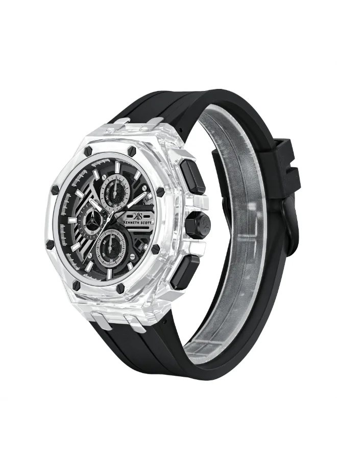 Kenneth Scott Men's Silicone Chronograph  Watch K26109-ZSBB - 46 mm