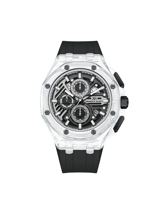 Kenneth Scott Men's Silicone Chronograph  Watch K26109-ZSBB - 46 mm