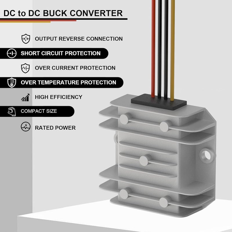 دروك محول خفض جهد IP68 مقاوم للماء من 24 فولت إلى 12 فولت عبوة من 2 - محول خفض جهد DC إلى DC 6A 20-90V إلى 12V منظم جهد للكاميرا والسيارة والمركبات الترفيهية ومشاريع DIY - Image 2