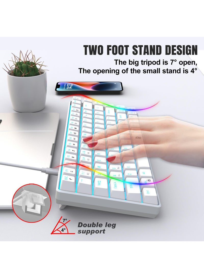 ROCK POW 84 Keys 70% Mechanical Gaming Keyboard Ice  Blue Backlit Ultra-Compact Mini Compact Keyboard for PC/Mac Gamer Typist Easy Carry on Trip Red Switch - Image 4