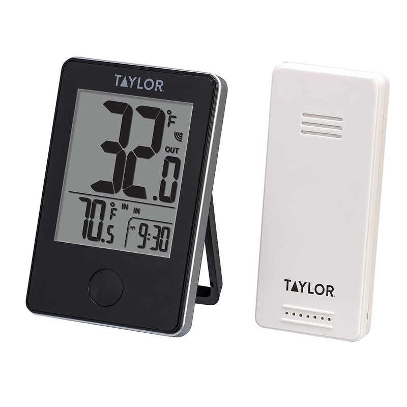 Taylor Taylor Wireless Digital Indoor Outdoor Thermometer Easy to Read Numbers for Patio Pool and Indoor Areas LCD Black 