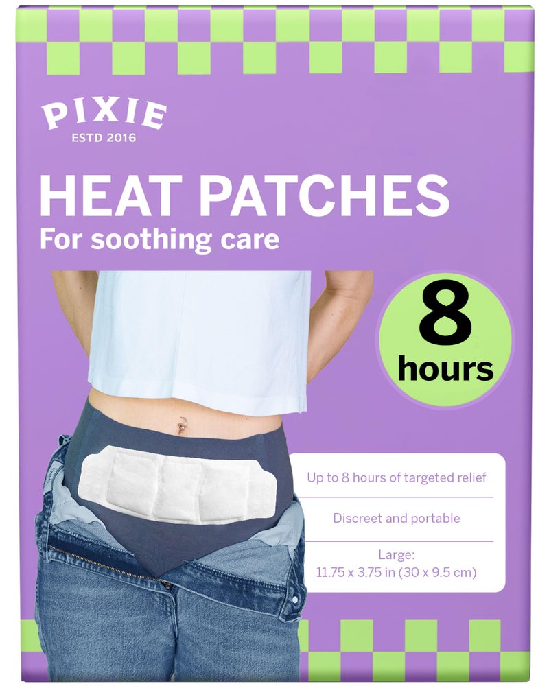 Pixie Cup Pixie Large Period Cramps Menstrual Pain Relief Heat Patches for Feminine Care - Lower Abdominal & Back Ache Therapy - Up to 8 Hours - 3 Count Discreet Disposable Heat Pads - Image 1