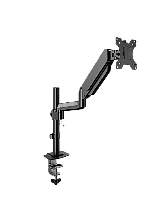 HILLPORT - Single Monitor Arm Mount for 17 to 32 inch Screens - Pneumatic Height Adjustment, Full Articulating Tilt, Swivel with Desk C-clamp and Grommet Option - Image 1