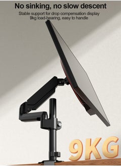 HILLPORT Single Monitor Arm Mount for 17 to 32 inch Screens - Pneumatic Height Adjustment, Full Articulating Tilt, Swivel with Desk C-clamp and Grommet Option  - Image 5