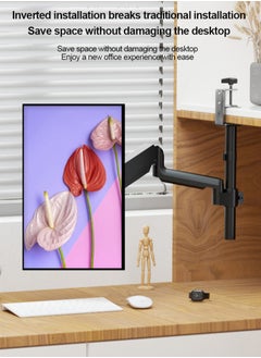 HILLPORT Single Monitor Arm Mount for 17 to 32 inch Screens - Pneumatic Height Adjustment, Full Articulating Tilt, Swivel with Desk C-clamp and Grommet Option  - Image 4