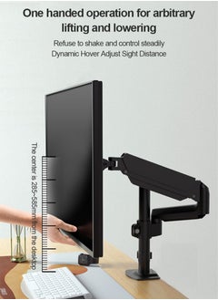 HILLPORT Single Monitor Arm Mount for 17 to 32 inch Screens - Pneumatic Height Adjustment, Full Articulating Tilt, Swivel with Desk C-clamp and Grommet Option  - Image 3