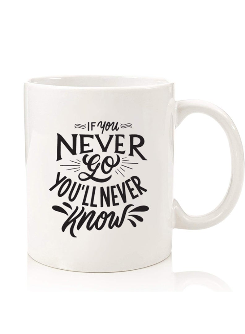 Theodor Premium Quality Two Sided Printed Coffee Mug Tea Cup For Home Office, Kids Men Women if you never - Image 1