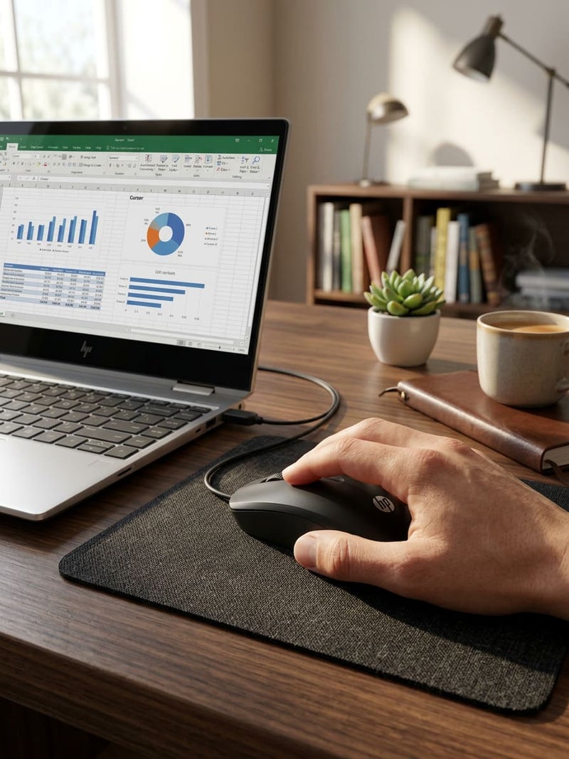 HP ماوس سلكي اتش بي M10 لون أسود بتصميم مريح وتحكم دقيق، توصيل وتشغيل يو اس بي، مستشعر بصري 1000-1600 دي بي اي، متوافق مع ويندوز وماك، أزرار تدوم طويلا - Image 3