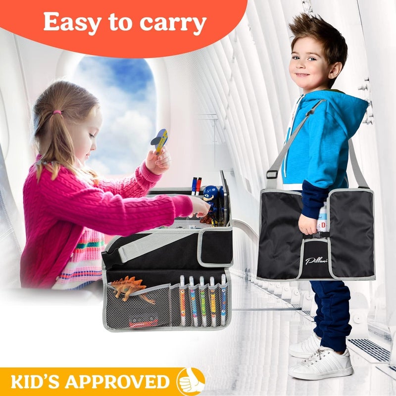 PILLANI Kids Travel Tray for Car - Carseat Tray w/iPad Holder & Dry Erase Board, Road Trip Essentials - Toddler Lap Desk Organizer for Airplane - Roadtrip Activities & Travel Essentials - Pack of 2 - Image 5