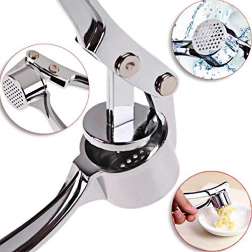 PallRin Garlic Press Best Crusher for Kitchen Tools to Hand aid Stainless Steel Handy Ginger Mincer for Home Heavy Presser Masher Crush Easily Silver Color 1 Nos  - Image 3