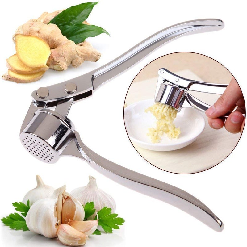 PallRin Garlic Press Best Crusher for Kitchen Tools to Hand aid Stainless Steel Handy Ginger Mincer for Home Heavy Presser Masher Crush Easily Silver Color 1 Nos  - Image 4