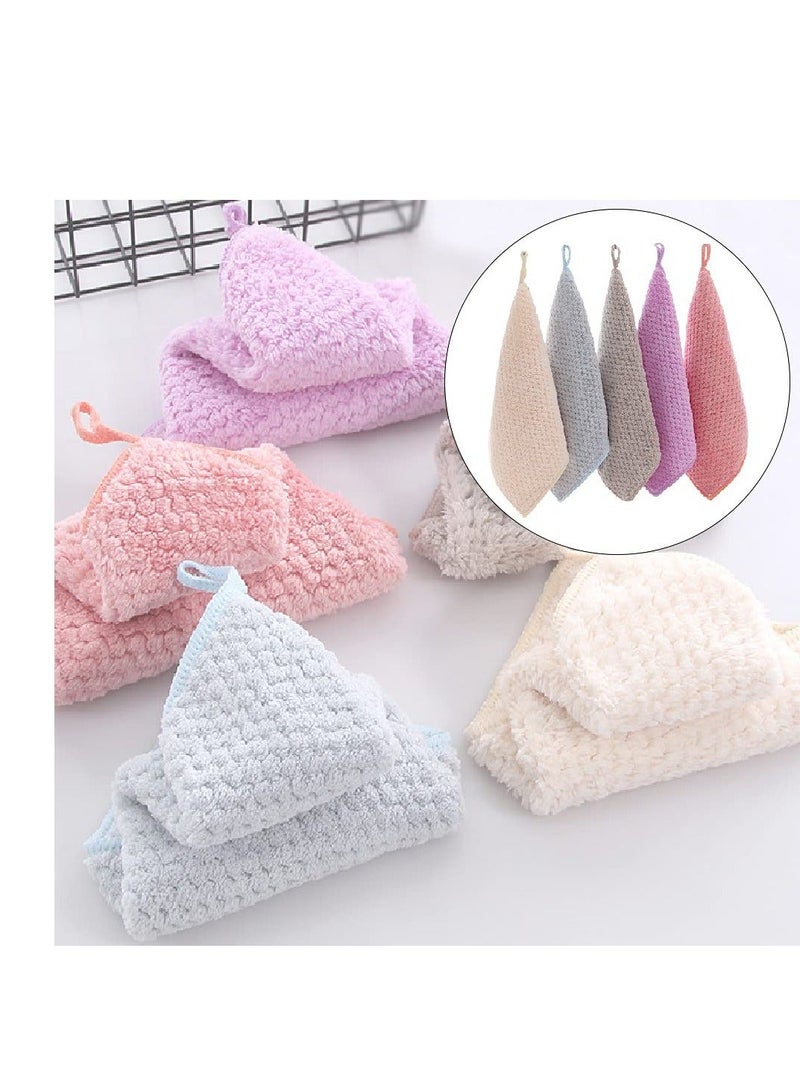 5-Piece Hand Towel With Loop Soft Fast Drying Hand Towel For Kitchen Square Thin Hanging Hand Towels With Hanging Small Dry Hand Towels For Kitchen Bathroom - Image 4