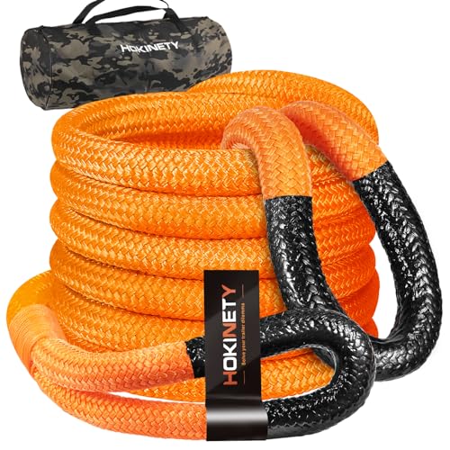HOKINETY Kinetic Recovery Tow Rope: 1.26" x 30ft 55000LBS Snatch Strap Heavy Duty Offroad Towing Straps Kit for Trucks SUV UTV ATV Tractor Car Jeep - Orange - Image 1