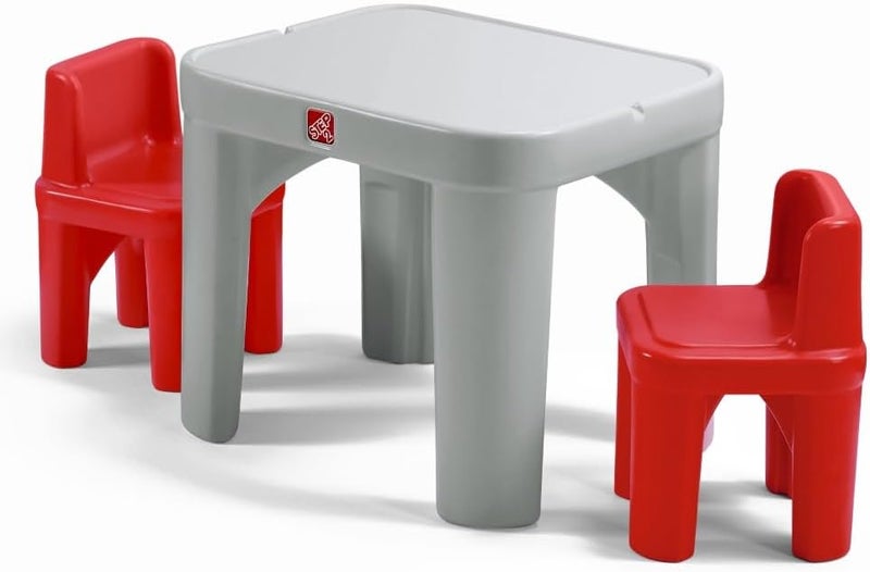 Step2 Mighty My Size Kids Table & Chair Set, Playroom Activity Table for Arts & Crafts, Made of Durable Plastic, For Toddlers 2+ Years Old, Gray & Red - Image 2