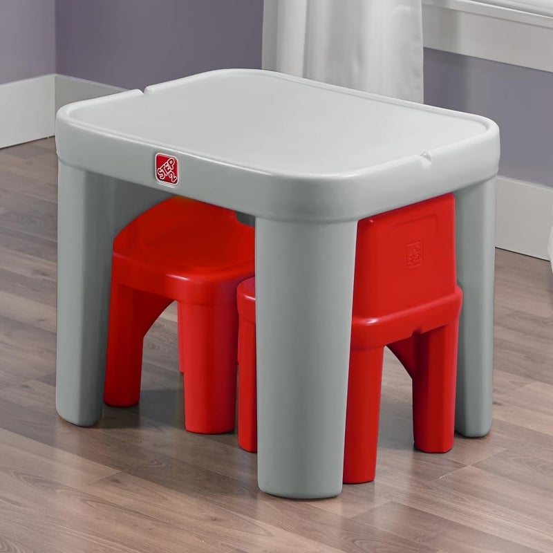 Step2 Mighty My Size Kids Table & Chair Set, Playroom Activity Table for Arts & Crafts, Made of Durable Plastic, For Toddlers 2+ Years Old, Gray & Red - Image 5