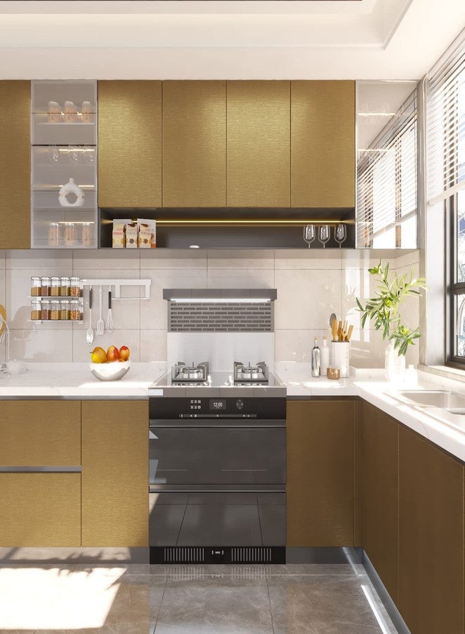 VOLEAAR Matte Gold Brass Color Contact Paper 23.7 x 393.7 Inches Peel and Stick Wallpaper for Kitchen Cabinet Countertop Fridge Cover Home Decoration Vinyl Self Adhesive Waterproof Removable - Image 3
