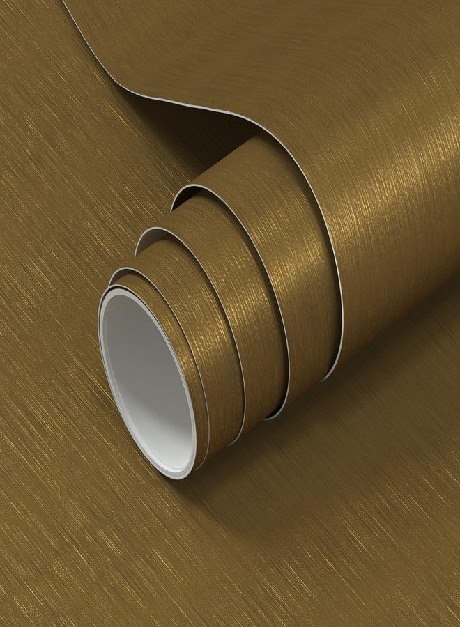 VOLEAAR Matte Gold Brass Color Contact Paper 23.7 x 393.7 Inches Peel and Stick Wallpaper for Kitchen Cabinet Countertop Fridge Cover Home Decoration Vinyl Self Adhesive Waterproof Removable - Image 1