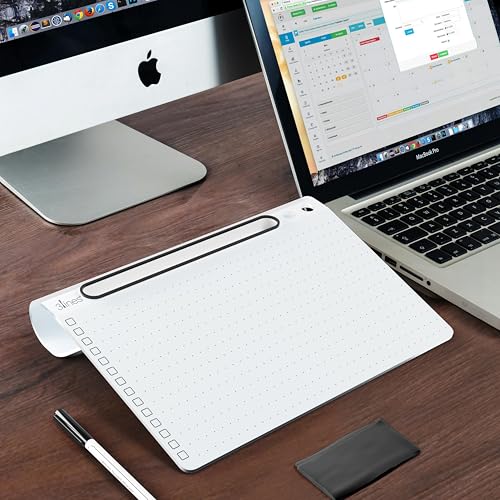 3 Lines Daily Slate | White Acrylic Writing Board for Desk | Dry Erase| with Phone & Marker Holder | Doole Board | Ideal for Home & Office |Includes Markers & Cleaning Cloth | Dot Grid | Large - Image 2