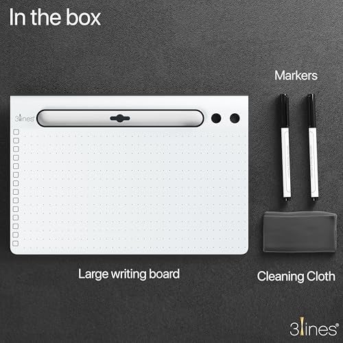 3 Lines Daily Slate | White Acrylic Writing Board for Desk | Dry Erase| with Phone & Marker Holder | Doole Board | Ideal for Home & Office |Includes Markers & Cleaning Cloth | Dot Grid | Large - Image 5