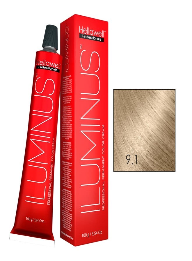 HELLAWELL PROFESSIONALS ILUMINUS Hair Dye, professional permanent hair color cream with Niacinamide and Milk Protein to get a repaired and colored hair with intense color shiny and silky (9.1 Extra Light Ash Blonde) - Image 1